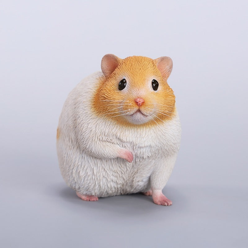 Hand-painted 1/1 Scale Hamster Figurine made from high-quality resin, showcasing detailed features and a cute, lifelike appearance. Perfect for collectors and animal lovers.