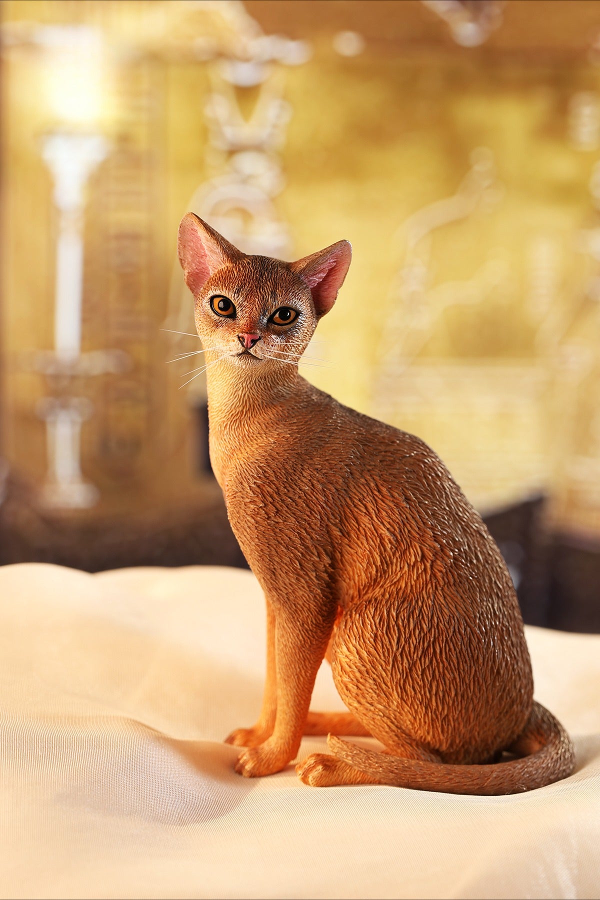 1/6 scale Abyssinian cat figurine showing realistic detailing and lifelike features, perfect for display or as a collectible gift for animal lovers.