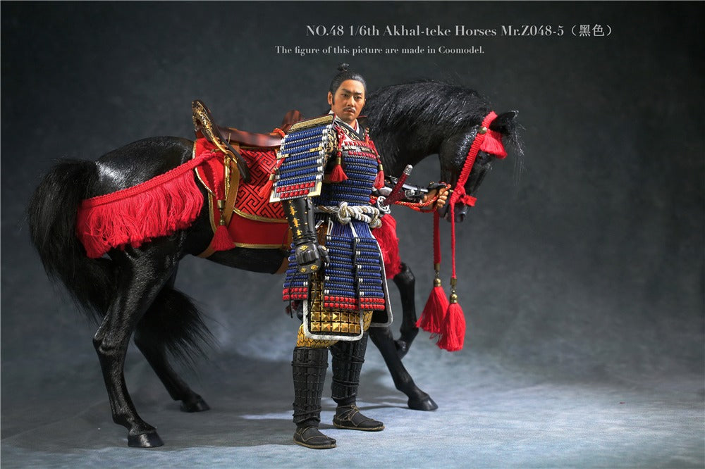 A realistic 1/6 scale Xue horse model made of high-quality resin, featuring a detailed black horse design with hand-painted features, perfect for collectors and diorama displays.