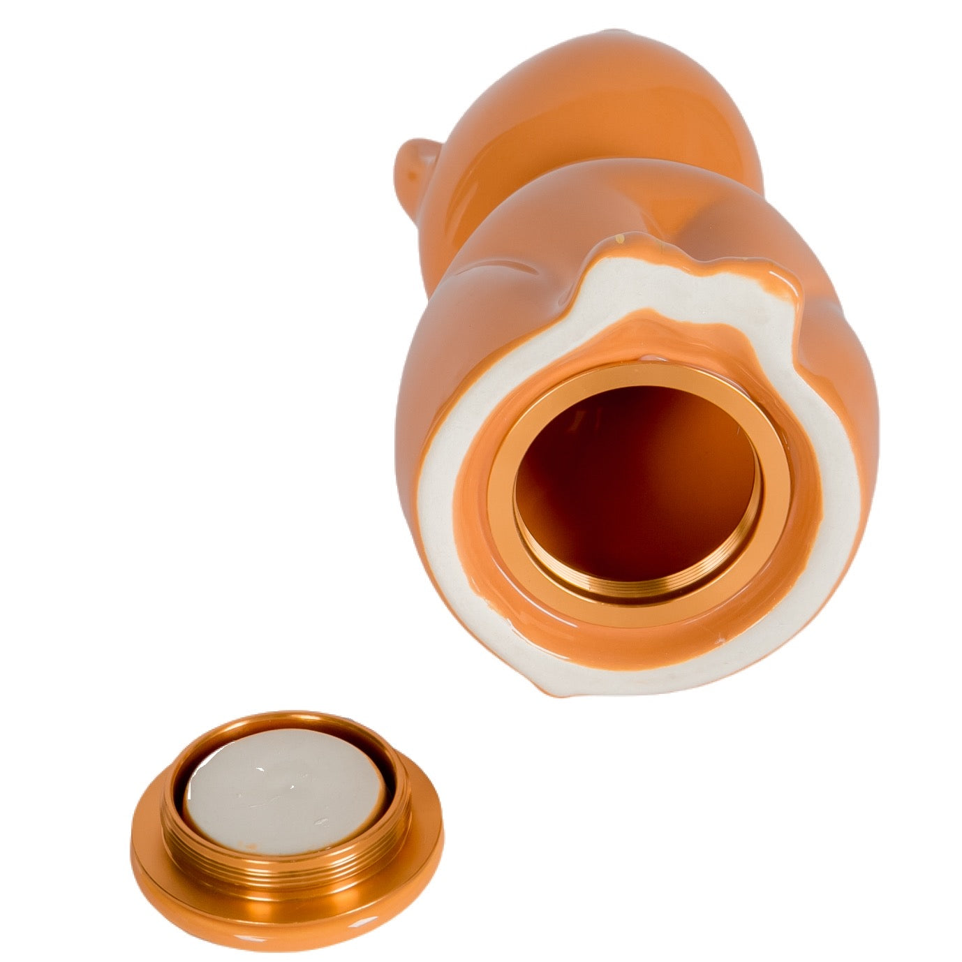 Ceramic cat urn designed as a memorial for pets, featuring gold accents on the eyes. Secure and durable, this pet cremation urn provides a beautiful tribute to your furry friend. Ideal for both cats and small dogs, preserving your pet’s ashes with love and elegance.