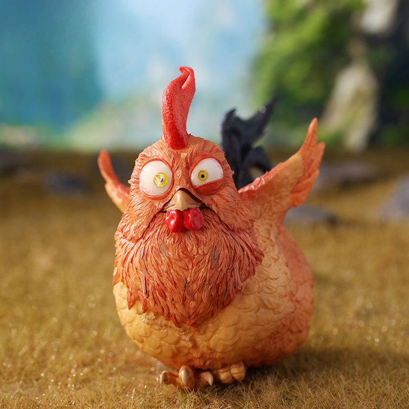 A funny and unique resin rooster figurine from the 12 Chinese Zodiac Collection, featuring an exaggerated comical pose and a magnetic removable face. This quirky collectible sculpture is perfect for home, office, or shelf decor, made from high-quality resin, and ideal for rooster lovers, collectors, and unique gift ideas.
