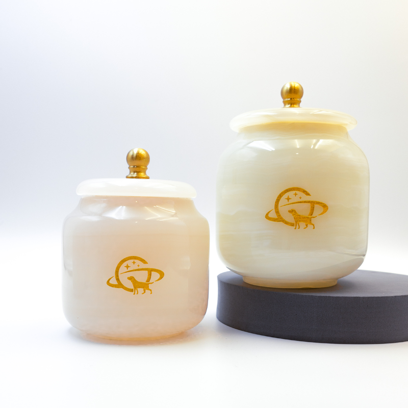 Jade Pet Urn - Luxurious Handcrafted Memorial with Golden Accents