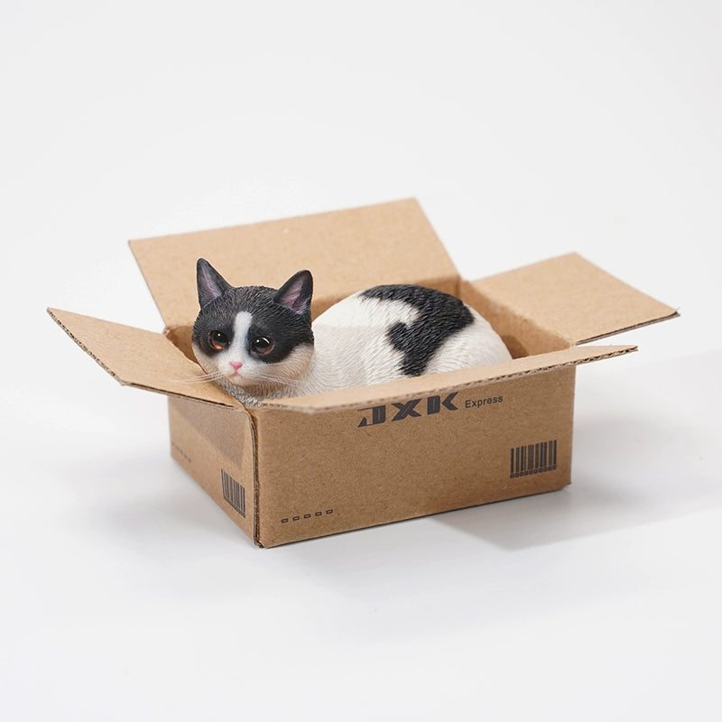 The Cat In The Delivery Box 2.0 - Adorable Cat Figurine in a Realistic Delivery Box.
