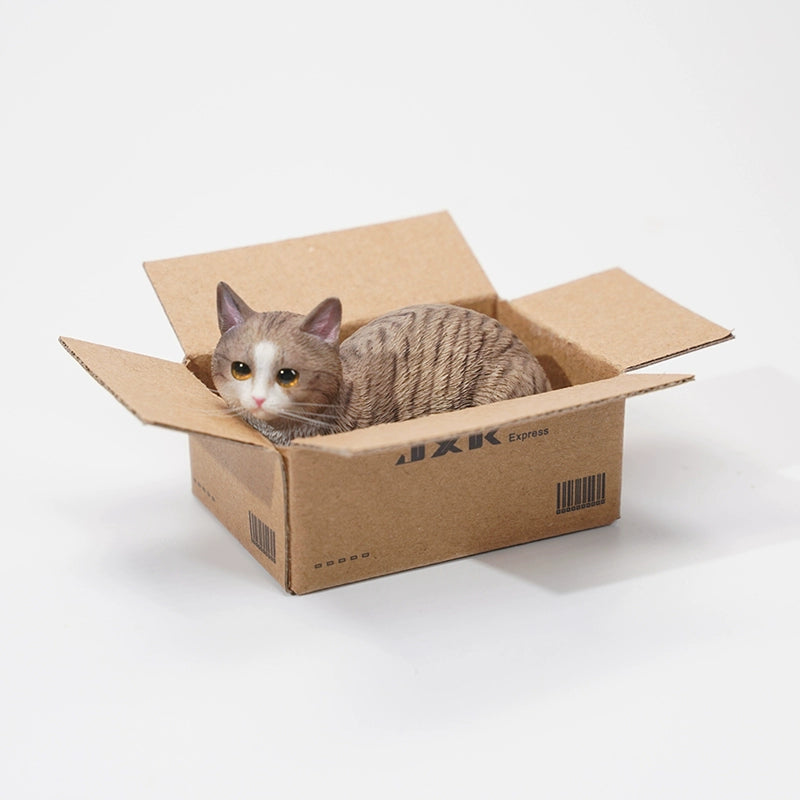 The Cat In The Delivery Box 2.0 - Adorable Cat Figurine in a Realistic Delivery Box.