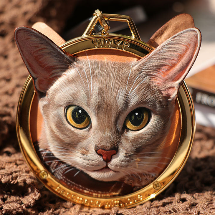 Custom Handcrafted Metal Frame Pet Leather Carvings - Unique and Personalized Pet Keepsakes.