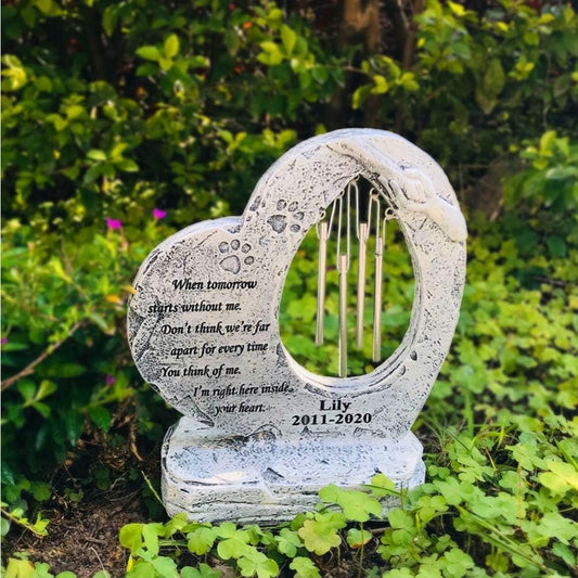 Cherishing Memories: Heart-Shaped Wind Chime Tombstone