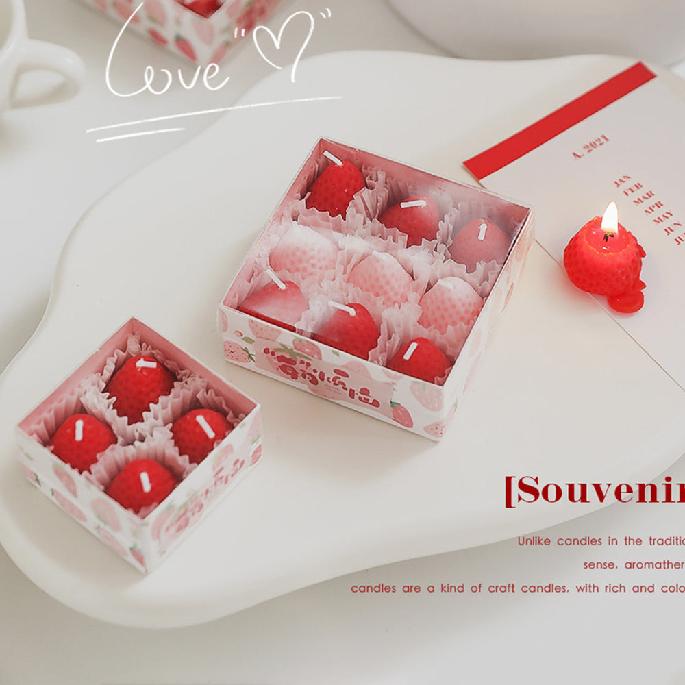 Strawberry scented candles fragrance souvenir.