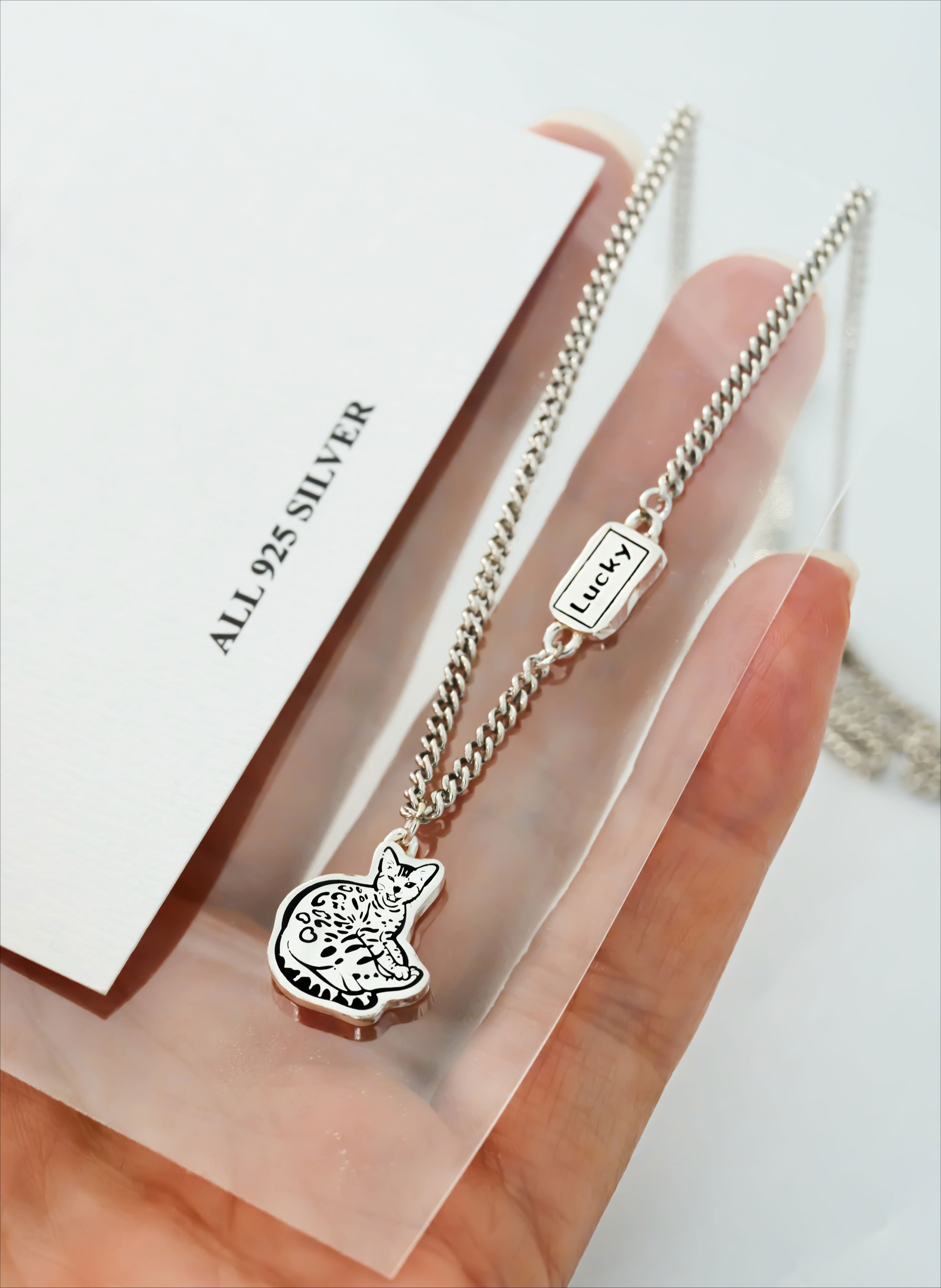 Custom Pet Portrait Necklace - Handmade S925 Silver Pet Lover Jewelry Collection.