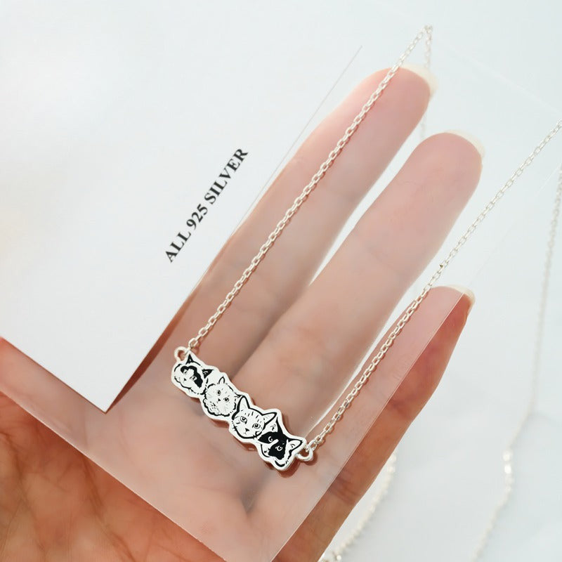Custom Pet Portrait Necklace - Handmade S925 Silver Pet Lover Jewelry Collection.