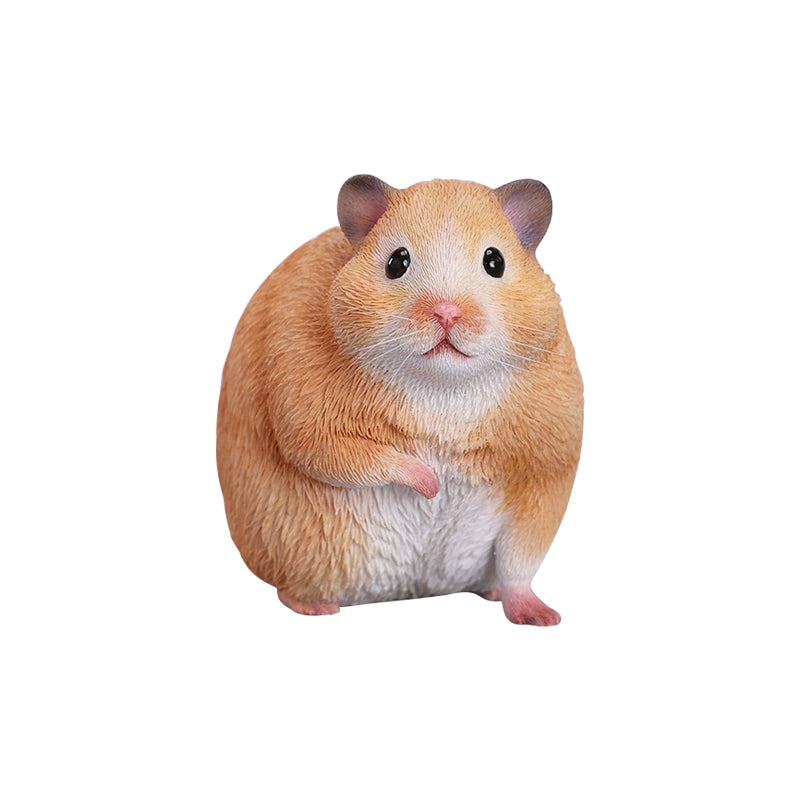 Hand-painted 1/1 Scale Hamster Figurine made from high-quality resin, showcasing detailed features and a cute, lifelike appearance. Perfect for collectors and animal lovers.