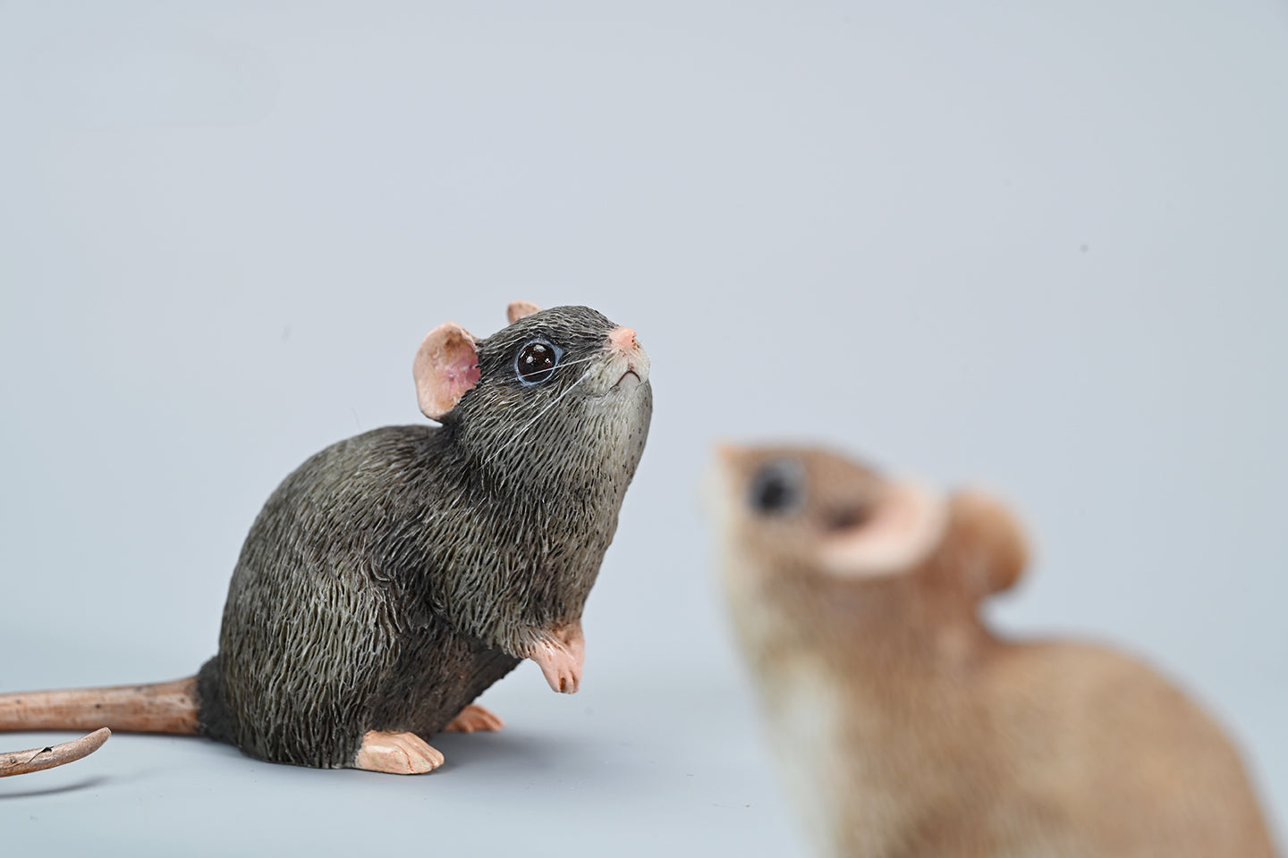 This image showcases a highly detailed, lifelike mouse figurine, part of the Pre-sale 1/1 Small Simulation Mouse Model collection. The model features a realistic depiction with intricate fur texture, expressive eyes, and delicate paws, highlighting its craftsmanship. The mouse is posed naturally, making it a perfect addition to any animal lover's collection.