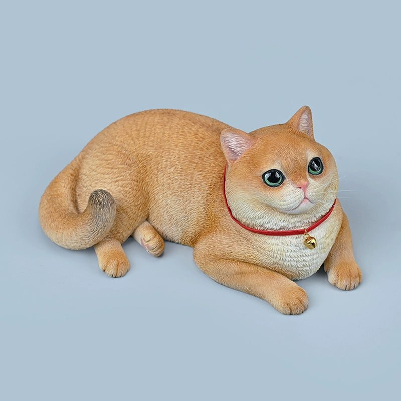 Realistic 1/3 British Shorthair Cat Simulation Animal Model featuring a lifelike design with intricate details. The model showcases a British Shorthair in a relaxed pose, highlighting its characteristic short, plush coat and rounded face. Perfect for collectors and cat enthusiasts.