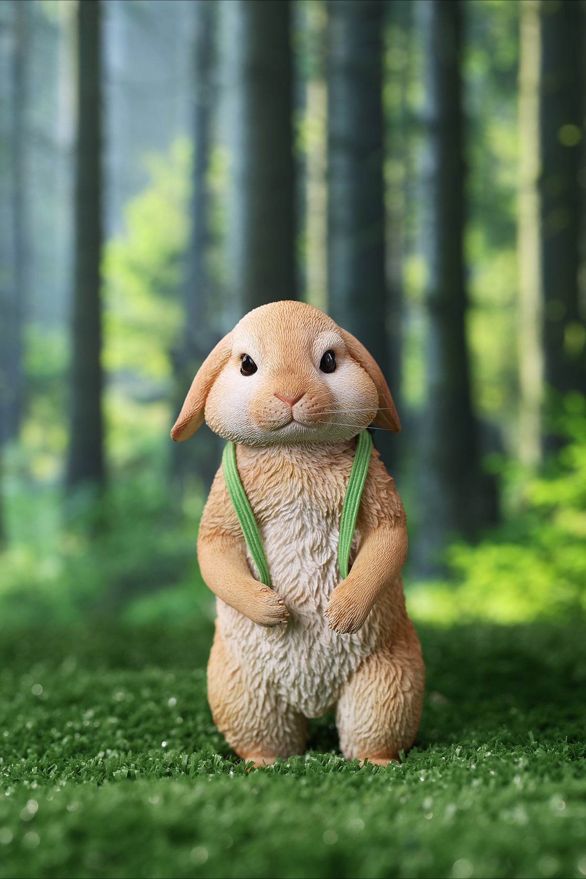 Adorable 1/4 scale American Lop Rabbit figurine with a removable carrot backpack, hand-painted with high detail. Perfect for animal lovers and collectors, showcasing the rabbit’s playful nature and lifelike texture. Ideal for display on shelves or as a gift.