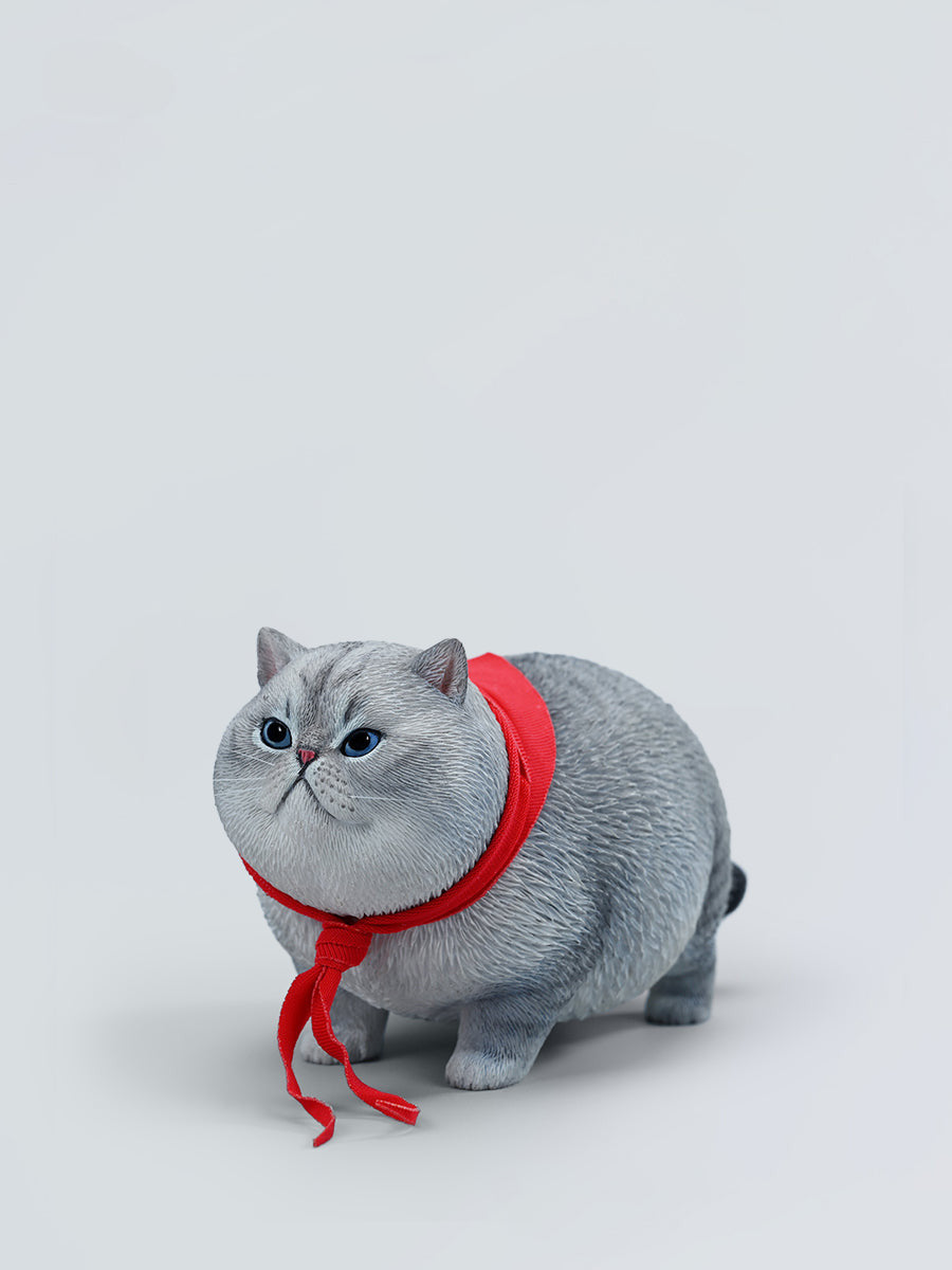  A collection of 1/6 Fat Cat 5.0 Models featuring four charming cat figurines in different colors, each adorned with a red scarf. The figurines showcase detailed expressions and fur textures, perfect for cat lovers and collectors.