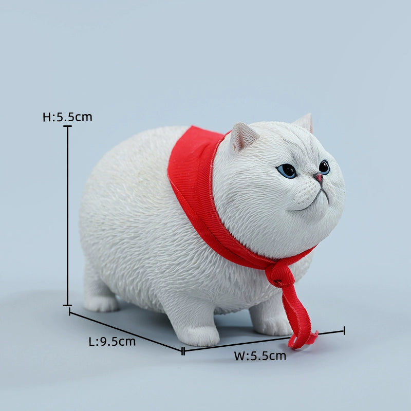  A collection of 1/6 Fat Cat 5.0 Models featuring four charming cat figurines in different colors, each adorned with a red scarf. The figurines showcase detailed expressions and fur textures, perfect for cat lovers and collectors.