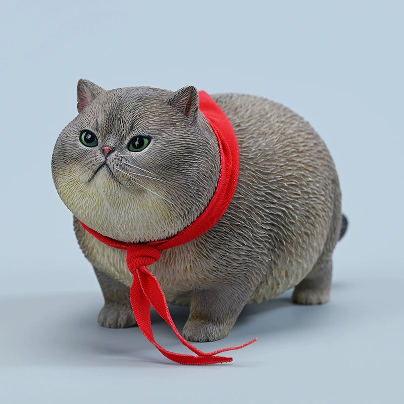  A collection of 1/6 Fat Cat 5.0 Models featuring four charming cat figurines in different colors, each adorned with a red scarf. The figurines showcase detailed expressions and fur textures, perfect for cat lovers and collectors.