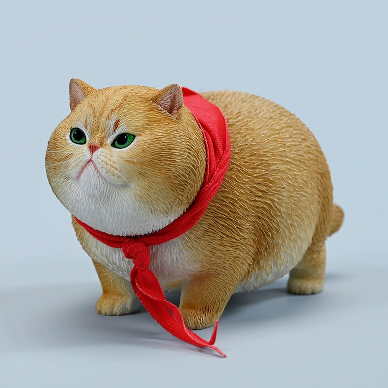  A collection of 1/6 Fat Cat 5.0 Models featuring four charming cat figurines in different colors, each adorned with a red scarf. The figurines showcase detailed expressions and fur textures, perfect for cat lovers and collectors.