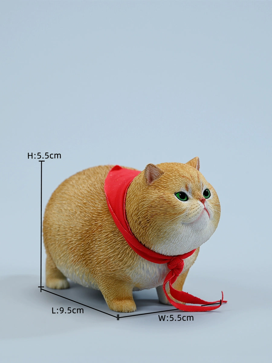  A collection of 1/6 Fat Cat 5.0 Models featuring four charming cat figurines in different colors, each adorned with a red scarf. The figurines showcase detailed expressions and fur textures, perfect for cat lovers and collectors.