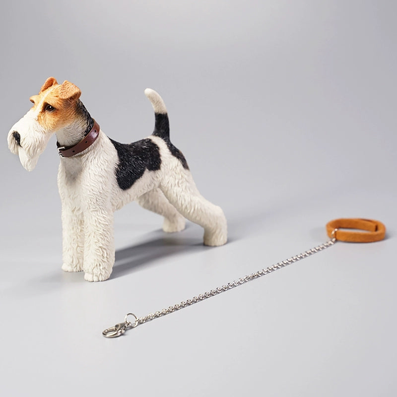 A collection of 1/6 scale Fox Terrier models featuring realistic and detailed representations of the Fox Terrier breed. These figurines showcase the distinct features of Fox Terriers, including their expressive eyes, pointed ears, and characteristic wiry coat. Available in various color patterns, these models are ideal for collectors and dog lovers.