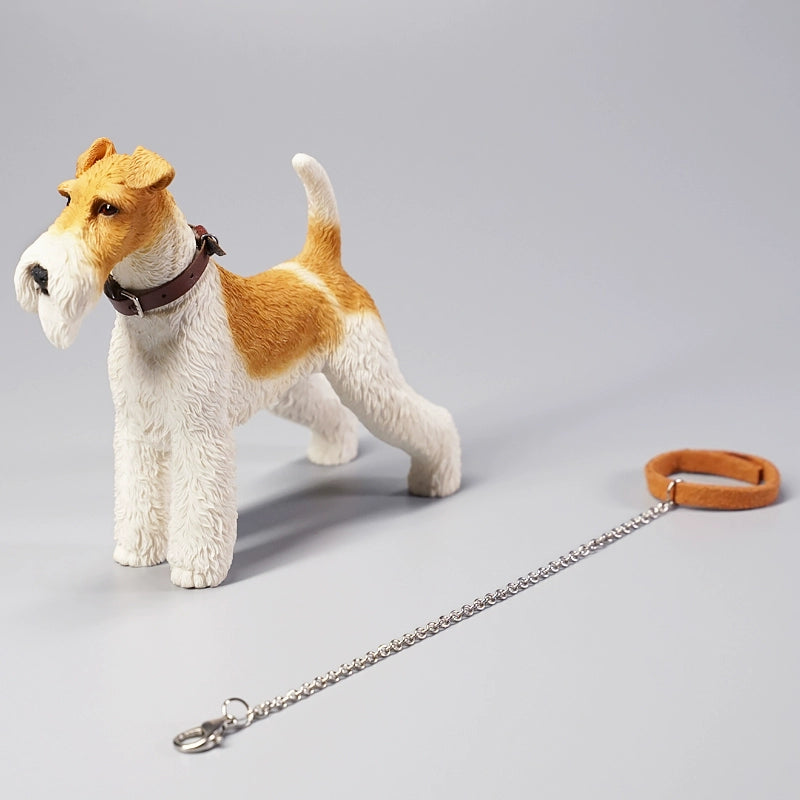 A collection of 1/6 scale Fox Terrier models featuring realistic and detailed representations of the Fox Terrier breed. These figurines showcase the distinct features of Fox Terriers, including their expressive eyes, pointed ears, and characteristic wiry coat. Available in various color patterns, these models are ideal for collectors and dog lovers.