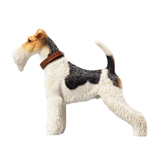 A collection of 1/6 scale Fox Terrier models featuring realistic and detailed representations of the Fox Terrier breed. These figurines showcase the distinct features of Fox Terriers, including their expressive eyes, pointed ears, and characteristic wiry coat. Available in various color patterns, these models are ideal for collectors and dog lovers.