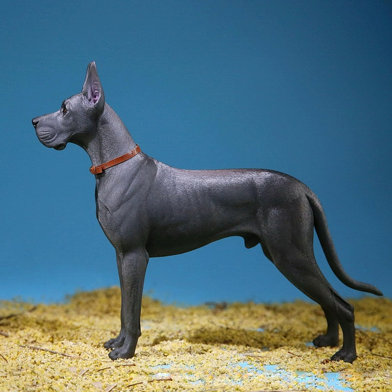 A highly detailed 1/6 scale German Great Dane model showcasing a realistic brown Great Dane standing proudly with a leather collar. The figurine captures the dog's majestic and strong presence, perfect for collectors and dog enthusiasts.