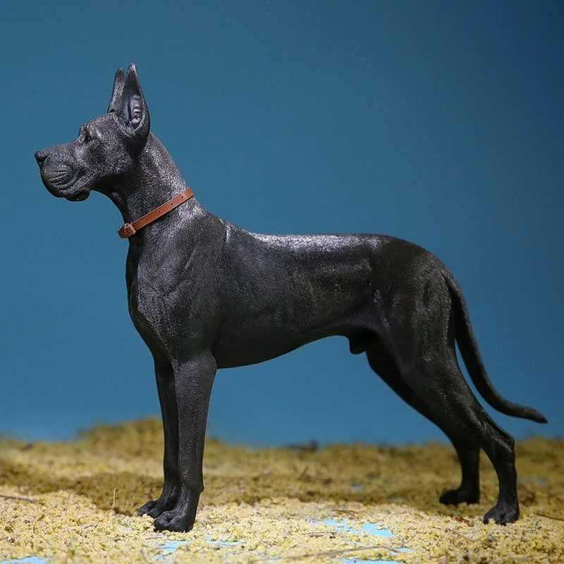 A highly detailed 1/6 scale German Great Dane model showcasing a realistic brown Great Dane standing proudly with a leather collar. The figurine captures the dog's majestic and strong presence, perfect for collectors and dog enthusiasts.