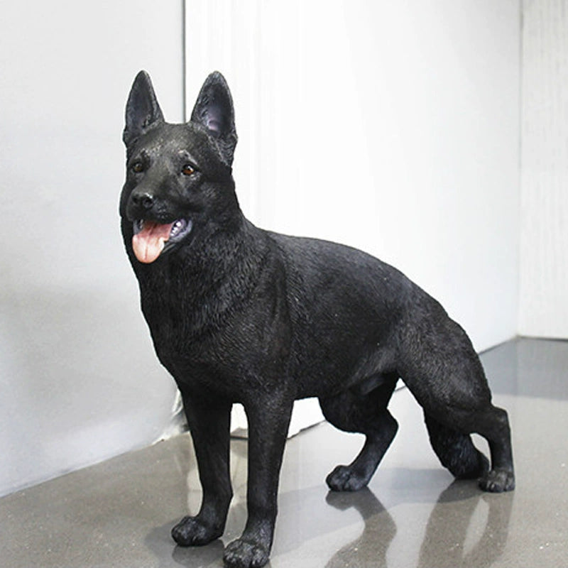 Three highly detailed 1/6 scale German Shepherd dog models, featuring lifelike depictions of black, sable, and tan German Shepherds standing attentively. Perfect for collectors and dog enthusiasts.