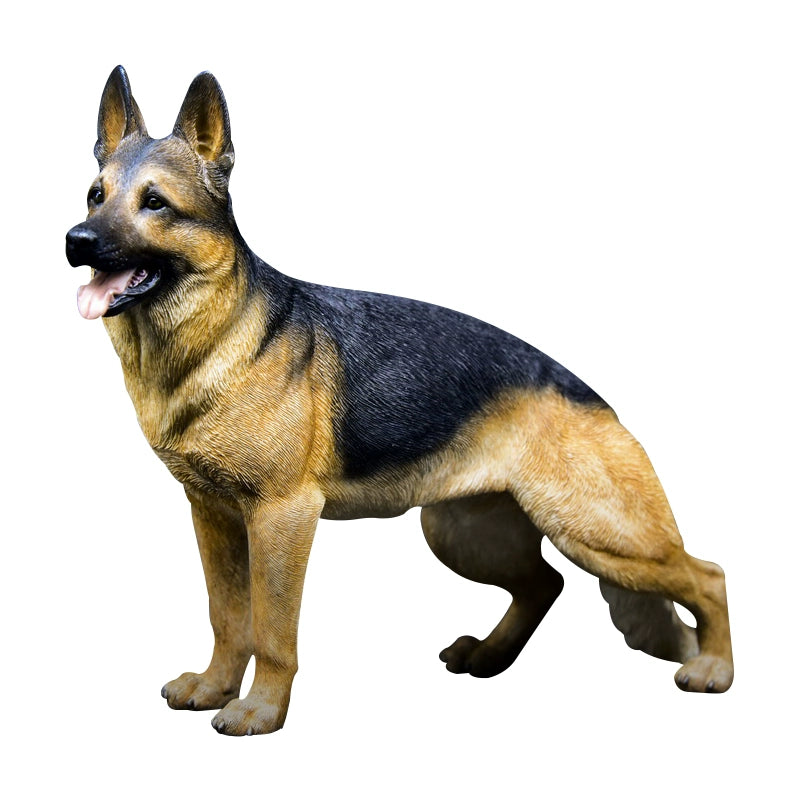 Three highly detailed 1/6 scale German Shepherd dog models, featuring lifelike depictions of black, sable, and tan German Shepherds standing attentively. Perfect for collectors and dog enthusiasts.