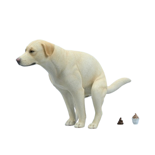 A set of three Labrador dog models in various colors - white, black, and yellow - all in a half-squat position, capturing a realistic moment. The details are highly lifelike, showcasing the dogs' textures and expressions, ideal for collectors.