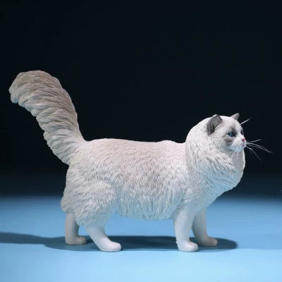 A set of highly detailed 1/6 scale Ragdoll Cat 1.0 Resin Models featuring lifelike fur textures and expressive faces. The collection showcases various coat colors and realistic postures, making them perfect for cat enthusiasts and collectors.