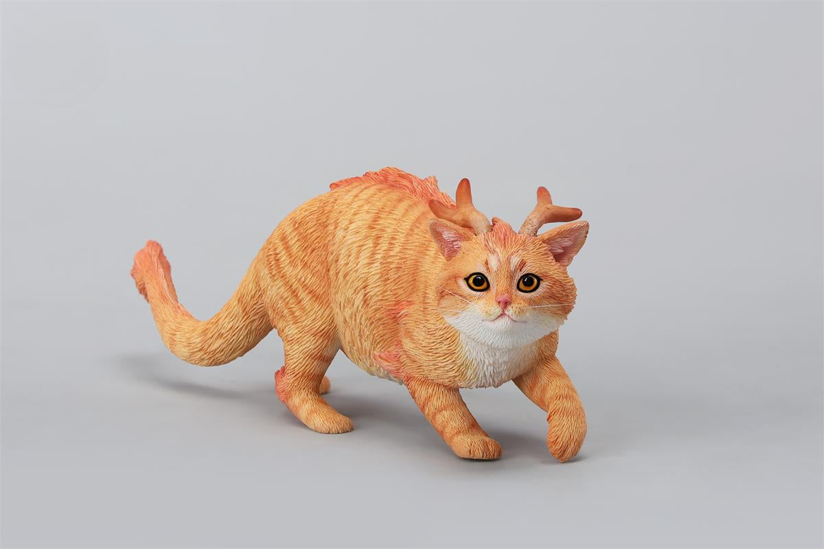 A highly detailed Catragon Figurine featuring a white feline with dragon-like features, including pastel green fur accents and delicate horns. This resin-crafted fantasy cat-dragon hybrid is an artistic and whimsical collectible. Ideal for display or as a gift for cat lovers and fantasy enthusiasts.