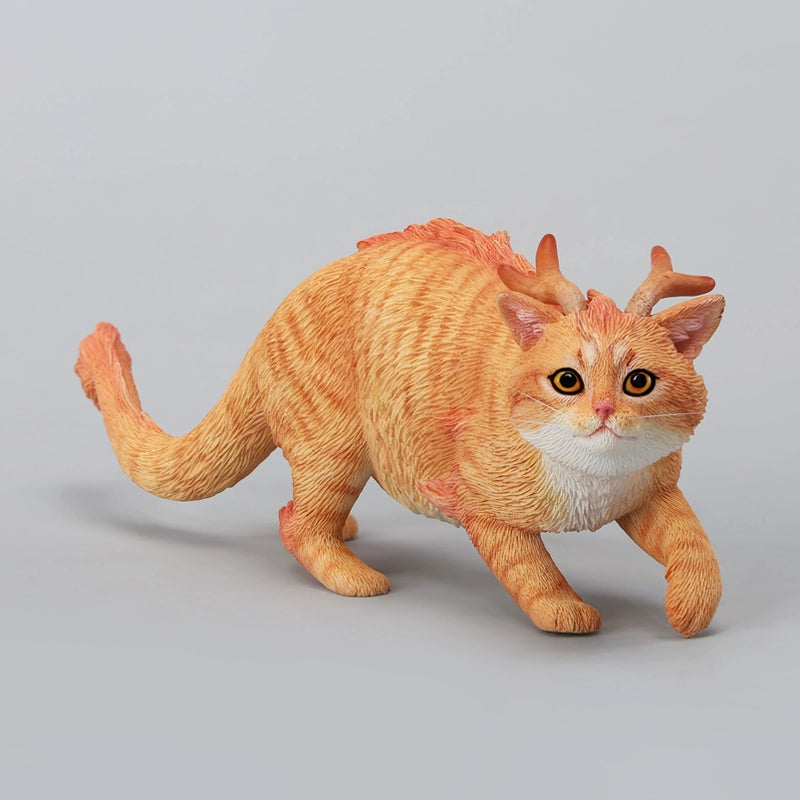 A highly detailed Catragon Figurine featuring a white feline with dragon-like features, including pastel green fur accents and delicate horns. This resin-crafted fantasy cat-dragon hybrid is an artistic and whimsical collectible. Ideal for display or as a gift for cat lovers and fantasy enthusiasts.