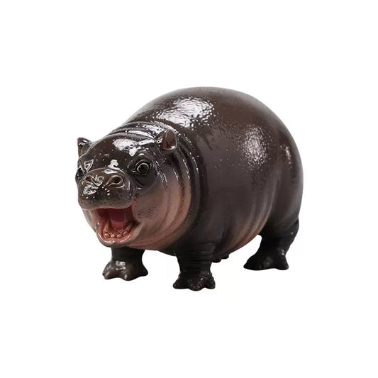 A cute 1/6 scale baby hippo figurine, hand-painted and made from high-quality resin. It features realistic details such as textured skin and a joyful expression, making it an ideal gift for animal lovers or a charming decor item for any room. Perfect for collectors of animal figurines.