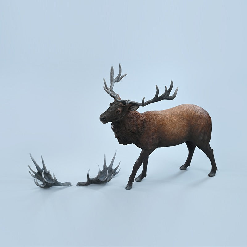 1/6 scale reindeer figurine with removable antlers, hand-painted details, and a realistic resin structure. Perfect for collectors, wildlife enthusiasts, and as home decor. Ideal for showcasing or holiday displays.