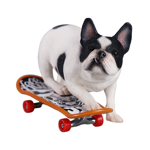 NEW 1/6 Scale Skateboarding French Bulldog - Unique Dog Figurine Collection for Pet Lovers