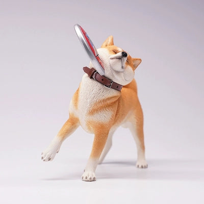 1/6 Shiba Inu Pick Up Frisbee /Play Football Dog Model - Lifelike Collectible Figurines.