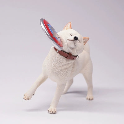 1/6 Shiba Inu Pick Up Frisbee /Play Football Dog Model - Lifelike Collectible Figurines.