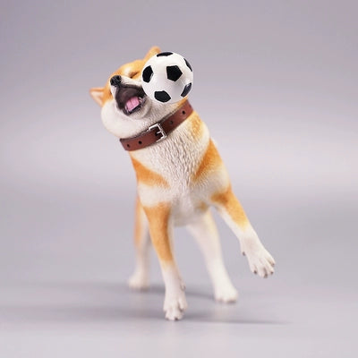 1/6 Shiba Inu Pick Up Frisbee /Play Football Dog Model - Lifelike Collectible Figurines.