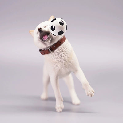 1/6 Shiba Inu Pick Up Frisbee /Play Football Dog Model - Lifelike Collectible Figurines.
