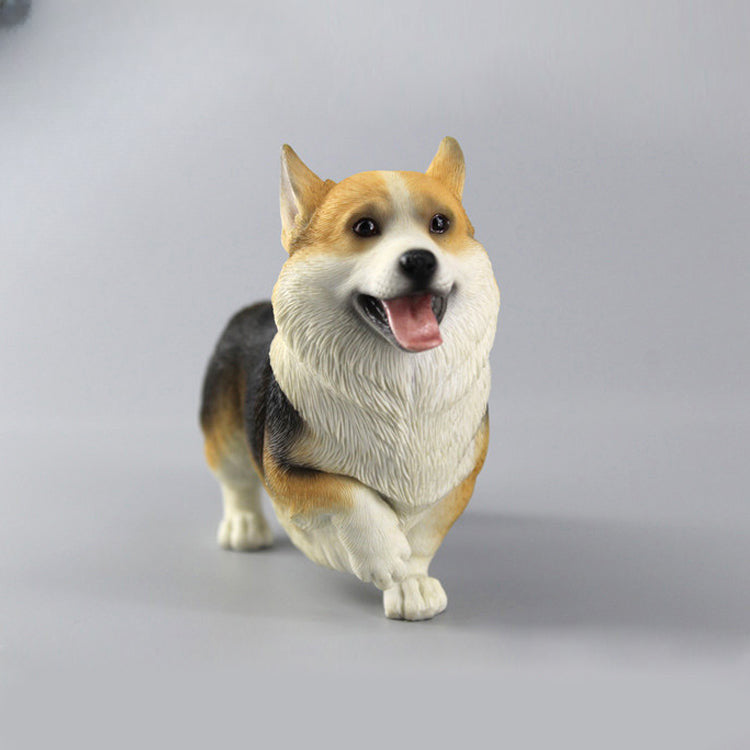 1/6 scale walking Corgi dog resin models featuring detailed and realistic designs. These charming figurines showcase the joyful expressions and distinctive coat patterns of Corgis, available in various color combinations. Perfect for dog lovers and collectors, these models bring a lively touch to any decor.