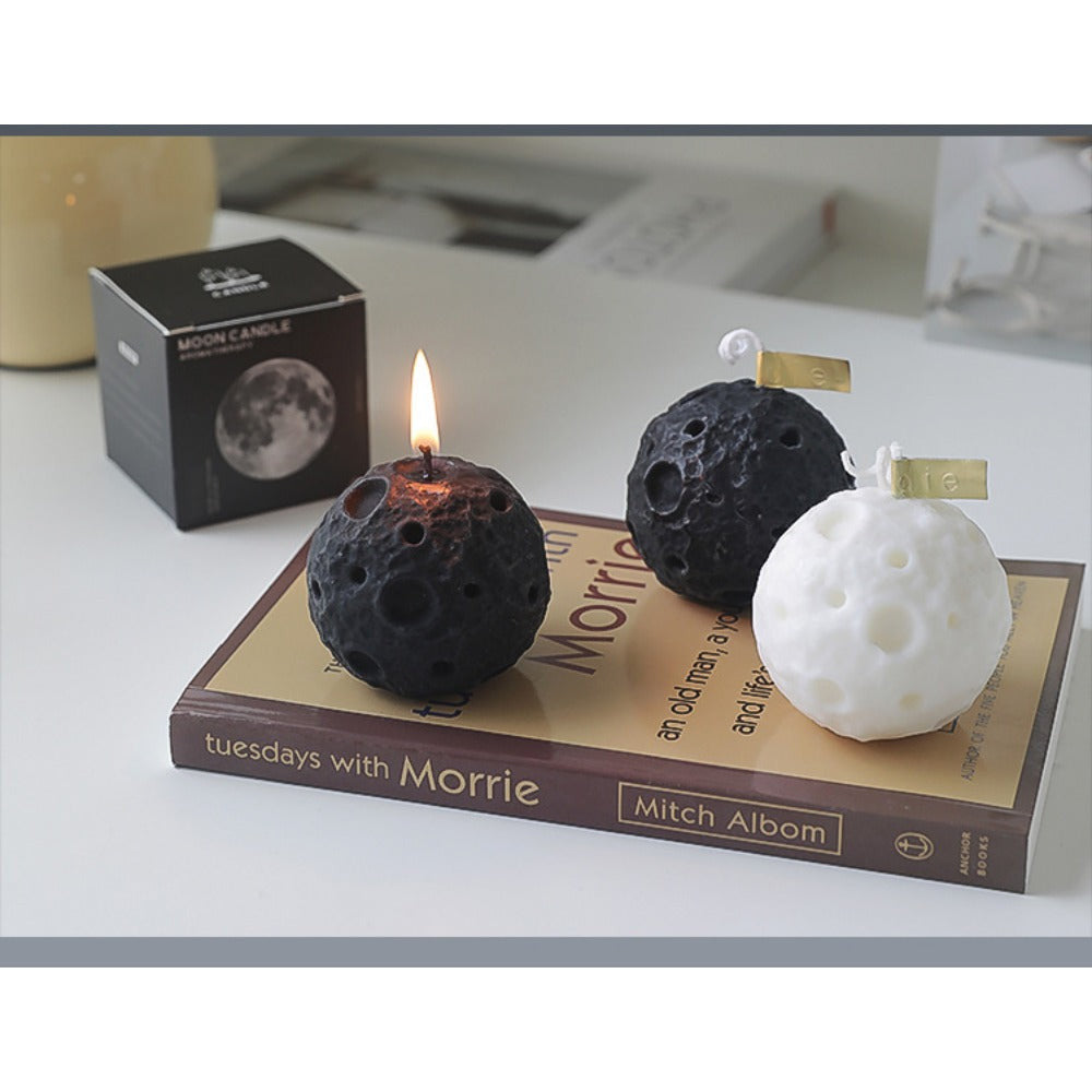 Moon Scented Candles, Creative Gift Box, Black Spherical Fragrance Styling.