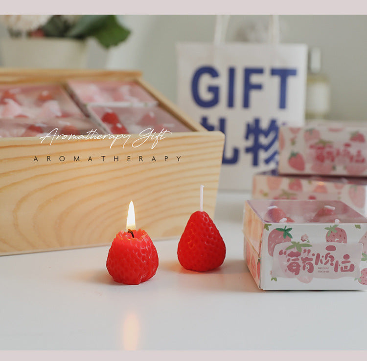 Strawberry scented candles fragrance souvenir.