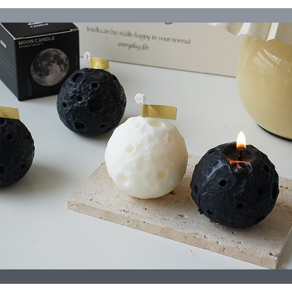 Moon Scented Candles, Creative Gift Box, Black Spherical Fragrance Styling.