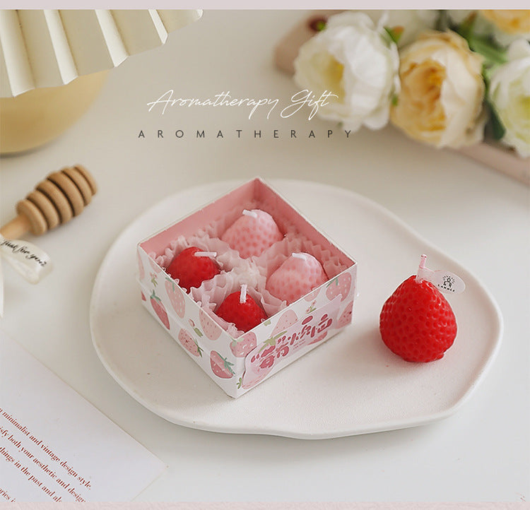 Strawberry scented candles fragrance souvenir.