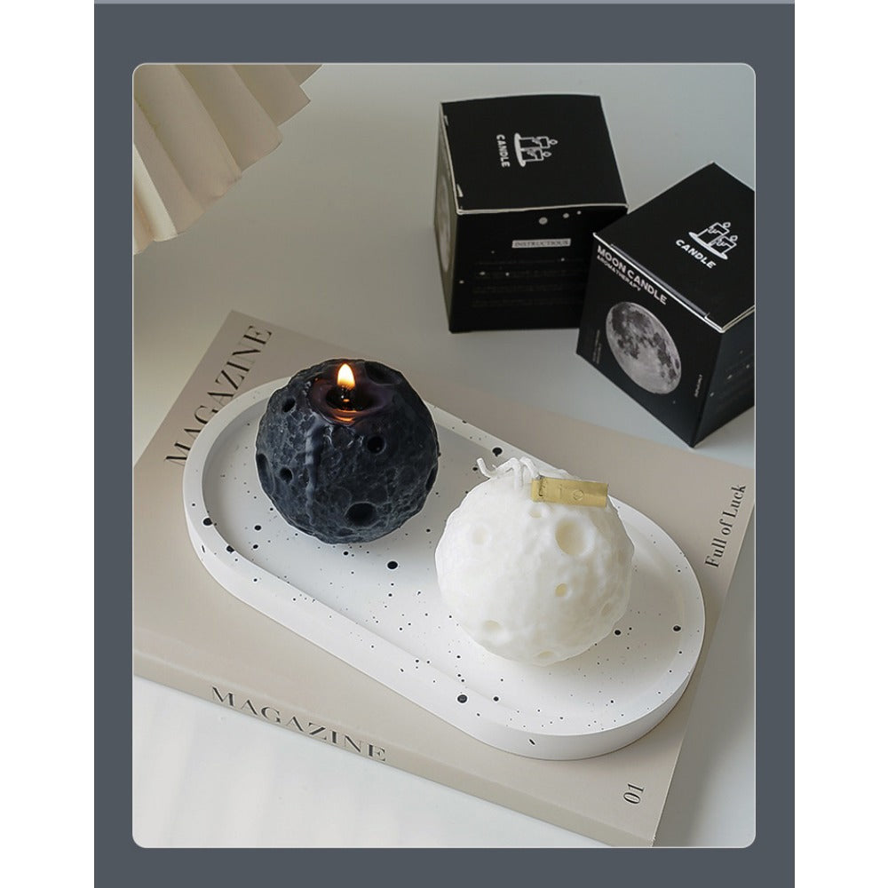 Moon Scented Candles, Creative Gift Box, Black Spherical Fragrance Styling.