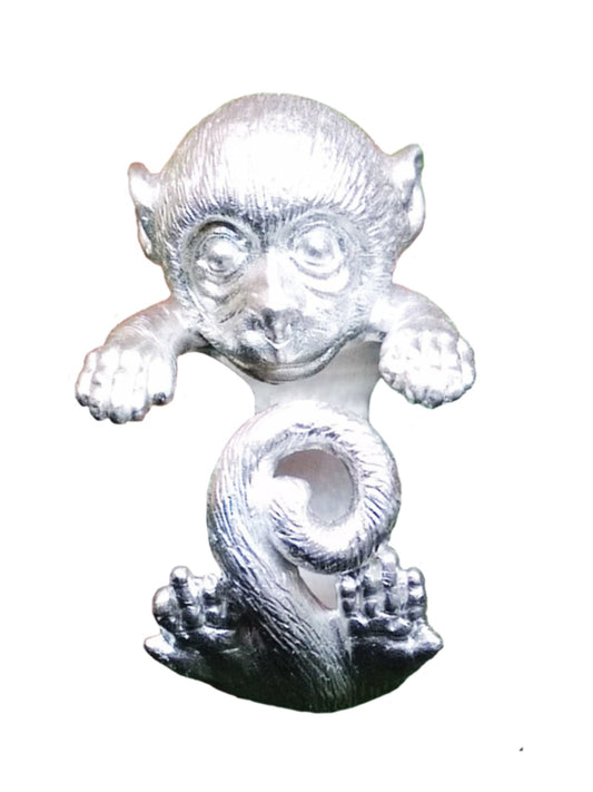 Sterling silver Baby Monkey Ring in two finishes: classic silver and antique black. Handcrafted, custom engravable, and made from high-quality 925 silver with intricate detailing.