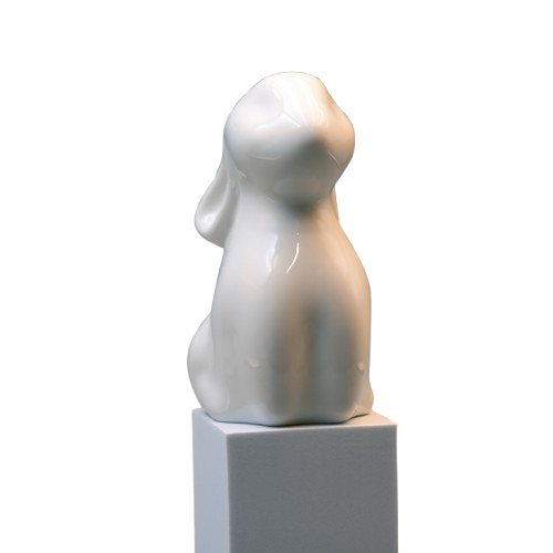 This image features the Angel Series Pet Urn in the shape of a rabbit, showcasing a sleek and elegant design. The urn is crafted from high-quality ceramics, providing durability and a beautiful, smooth finish. It serve