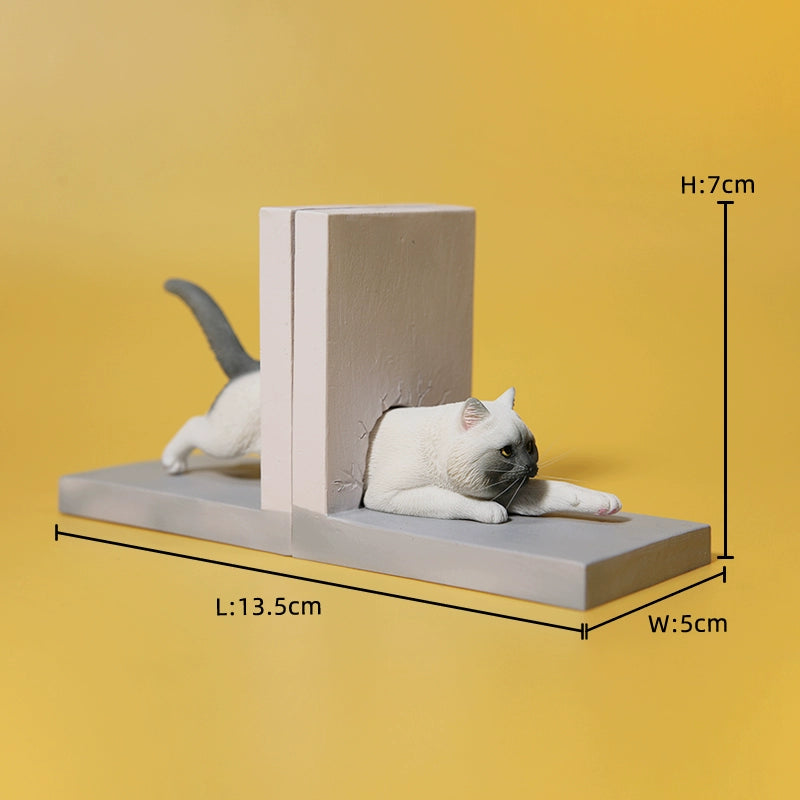 A series of 1/6 scale cat figurines designed to appear as though they are crawling through walls. Each model features different colored cats—black, white, orange, and calico—emerging through a wall, capturing a playful and curious moment.