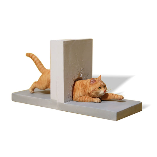 "A series of 1/6 scale cat figurines designed to appear as though they are crawling through walls. Each model features different colored cats—black, white, orange, and calico—emerging through a wall, capturing a playful and curious moment."